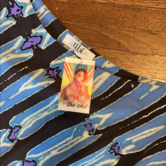 Tibi Blue Print One Shoulder Dress - Sz 0 - Picture 4 of 13